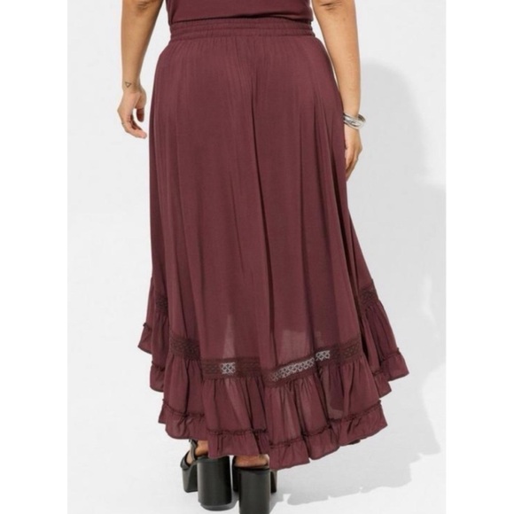 ๐ Maxi Hi-Low Lace Inset Skirt 0 L 12 NWT Torrid New! - Picture 3 of 5